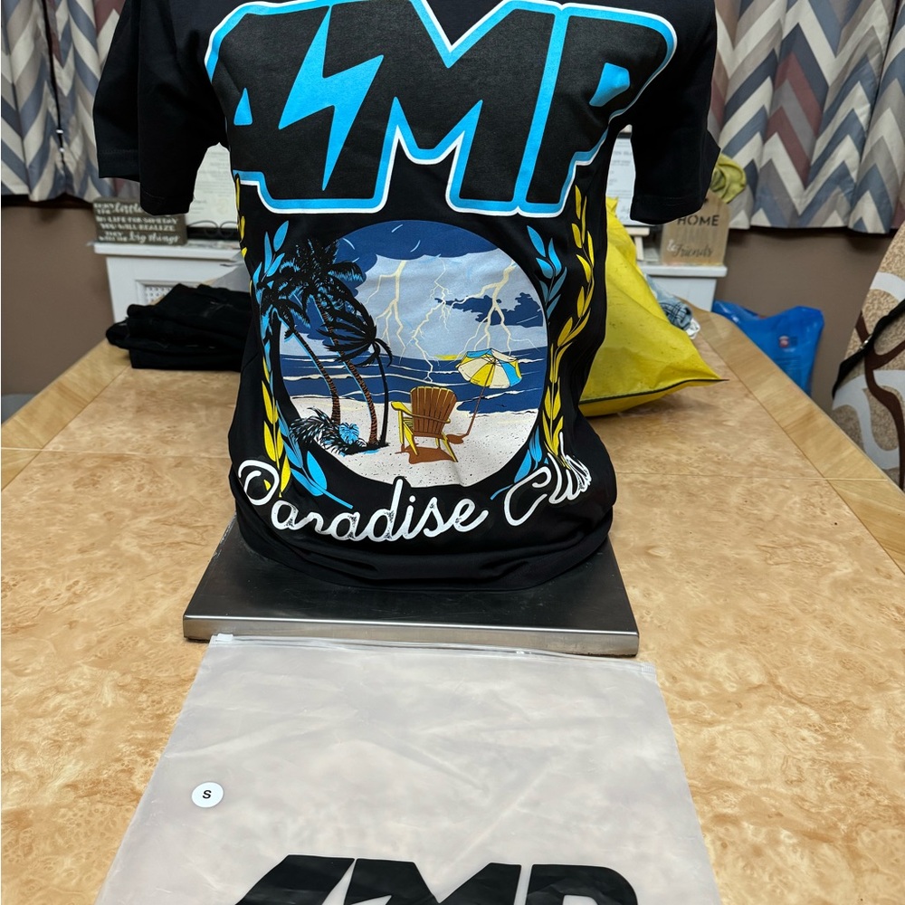 AMP- Any Means Possible Paradise Club Graphic T-Shirt Size Small Brand New Tags